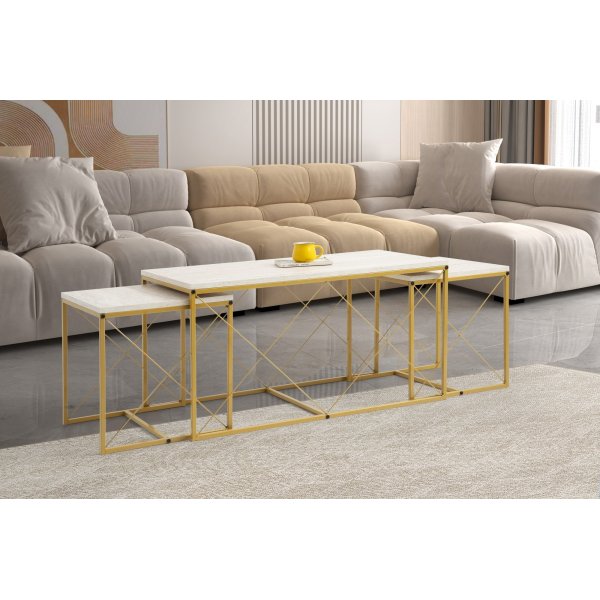 Set de table Defne en 3 parties - Or/marbre Set de table Defne en 3 parties - Or/marbre