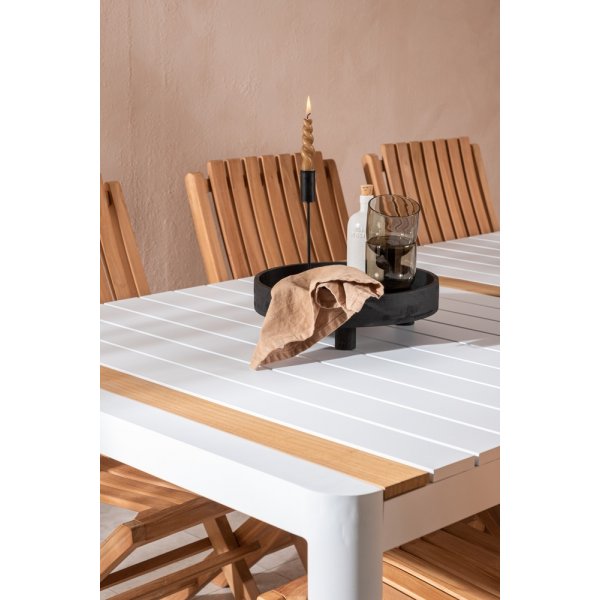 Togo utematgrupp med 6 st Ghana stolar - Teak/Vit