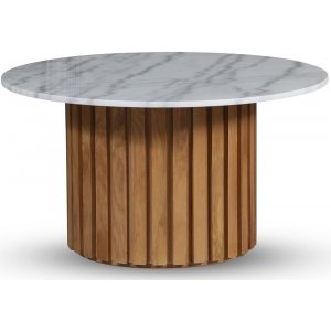 Sumo Soffbord i marmor Ø85 - Ek / Ljus marmor