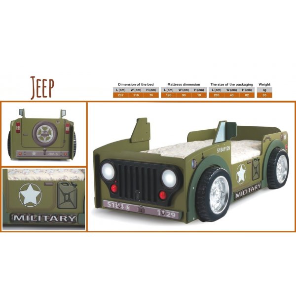 Jeep Army - Bilsäng - 90 x 190 cm Jeep Army - Bilsäng - 90 x 190 cm