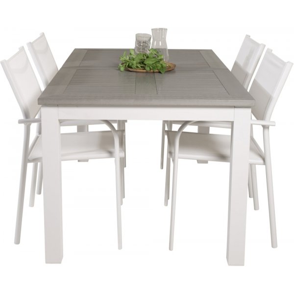 Albany utematgrupp med 4 st Santorini stolar - Grå/Vit Albany utematgrupp med 4 st Santorini stolar - Grå/Vit