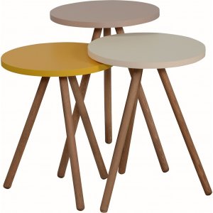 Set de table triple 34 cm - Cappuccino/crme/jaune
