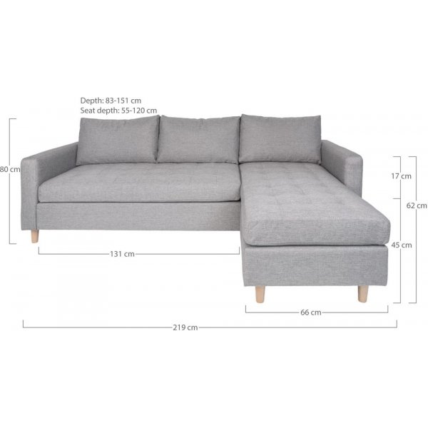 Firenze Divansoffa - Ljusgr�/bok