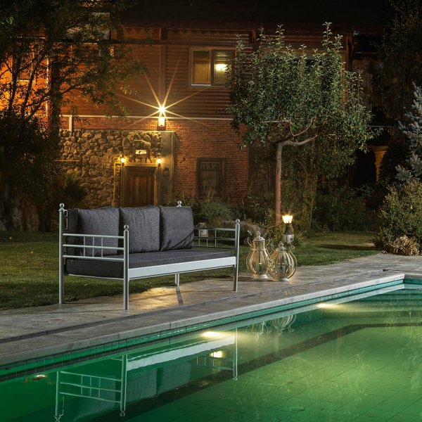 Manyas 3-sits utesoffa - Vit/antracit + Textilrengring fr mbler