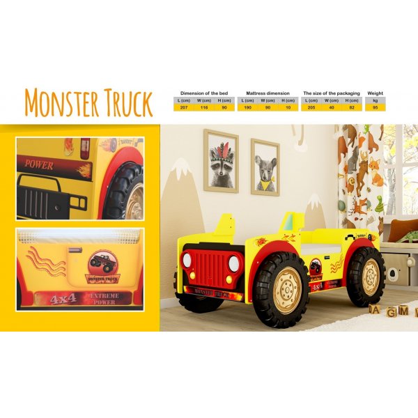 Monstertruck barns�ng - 90 x 190 cm