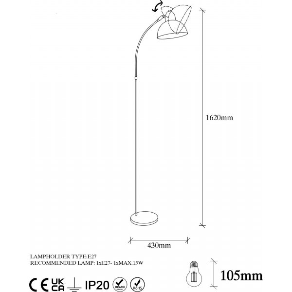 Lampadaire Varzan - Noir