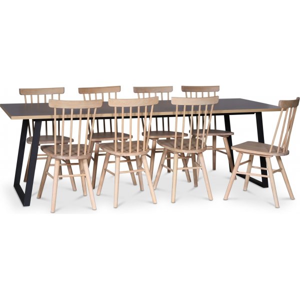 Edge 3.0 matgrupp 240x90 cm inkl 8 st vitoljade Orust pinnstolar - Gr Hgtryckslaminat (HPL)