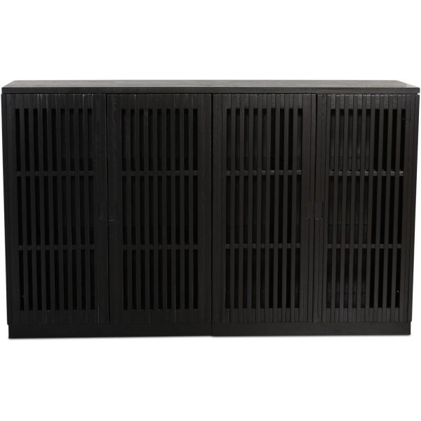 Level sideboard i svartbetsad ek med ribbade drrar 140 cm