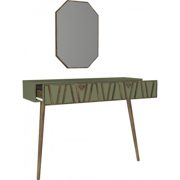 Forest avlastningsbord med spegel 120x 35 cm - Valnöt/mörkgrön Forest avlastningsbord med spegel 120x 35 cm - Valnöt/mörkgrön