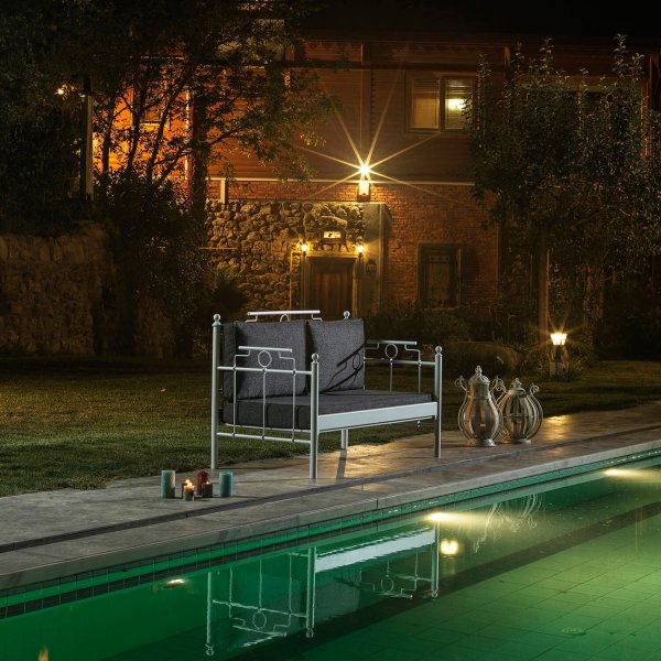 Canap d'extrieur 2 places Hampus - Blanc/anthracite + Dtachant pour meubles