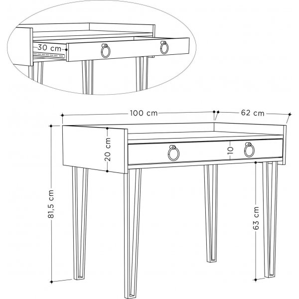 Sponge skrivbord 100x62 cm - Ek