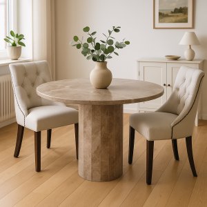 Pegani runt matbord i beige/grey marmor - Ø110 cm Pegani runt matbord i beige/grey marmor - Ø110 cm