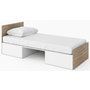 Kimberlee sng med frvaring 90x200 cm - Vit/barcelona valnt