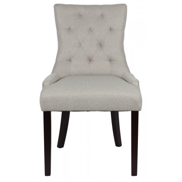 Tuva stoel in beige stof met zwarte poten