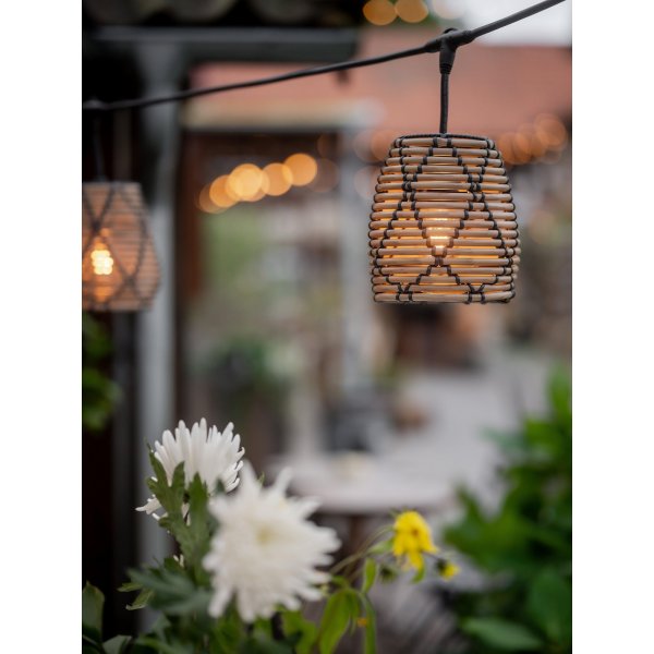 Guirlande lumineuse Flex Out pour extrieur avec abat-jour Lollo - 6,5 m - Naturel/noir