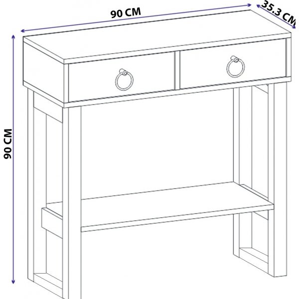 Valery avlastningsbord med spegel 90 x 35,3 cm - Antracit/m�rkbrun