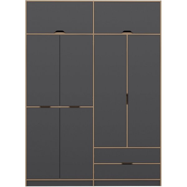 Armoire Elina 185 x 52 x 253 cm - Anthracite/marron Armoire Elina 185 x 52 x 253 cm - Anthracite/marron