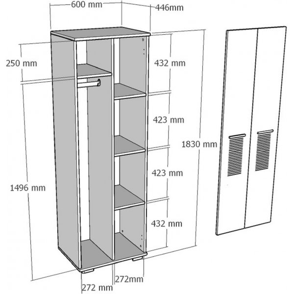Armoire Asimo 60 x 44,6 x 183 cm - Blanc Armoire Asimo 60 x 44,6 x 183 cm - Blanc