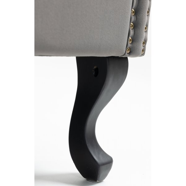 Fauteuil  oreilles en velours gris