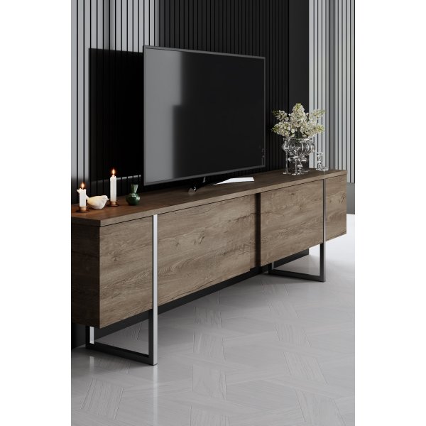 Lux TV-bänk - Valnöt/silver Lux TV-bänk - Valnöt/silver