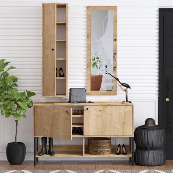 Mobilier d\\\'entrée Claire - Chêne saphir Mobilier d\\\'entrée Claire - Chêne saphir