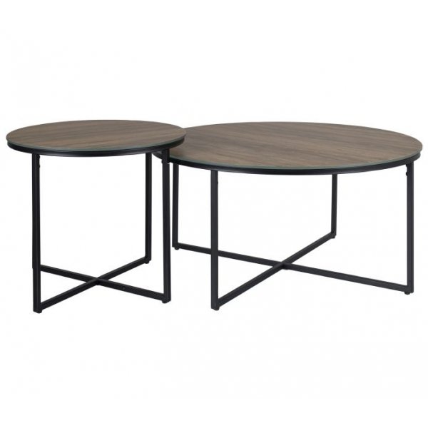 Satsbord svart / valnt 80/50 cm - Marocco