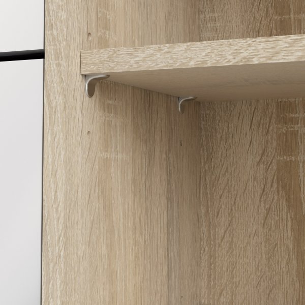 Meuble à chaussures avec porte et 3 compartiments - Chêne/blanc Meuble à chaussures avec porte et 3 compartiments - Chêne/blanc