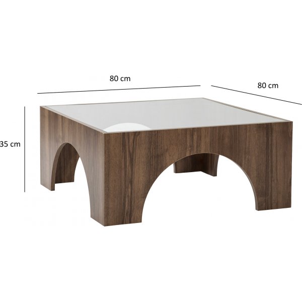 Table basse Seine 80 x 80 cm - Noyer/gris fonc