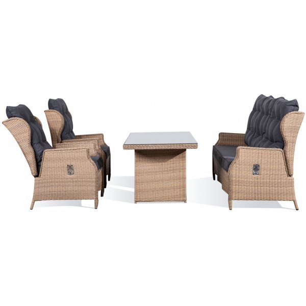 Brisbane utemöbelgrupp 3+1+1 recliner med bord - Natur (konstrotting) Brisbane utemöbelgrupp 3+1+1 recliner med bord - Natur (konstrotting)