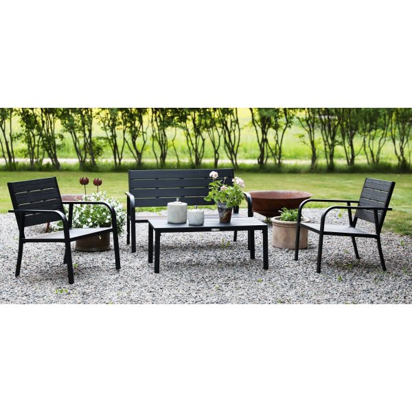 Alesund svart Loungegrupp för uteplatsen Alesund svart Loungegrupp för uteplatsen