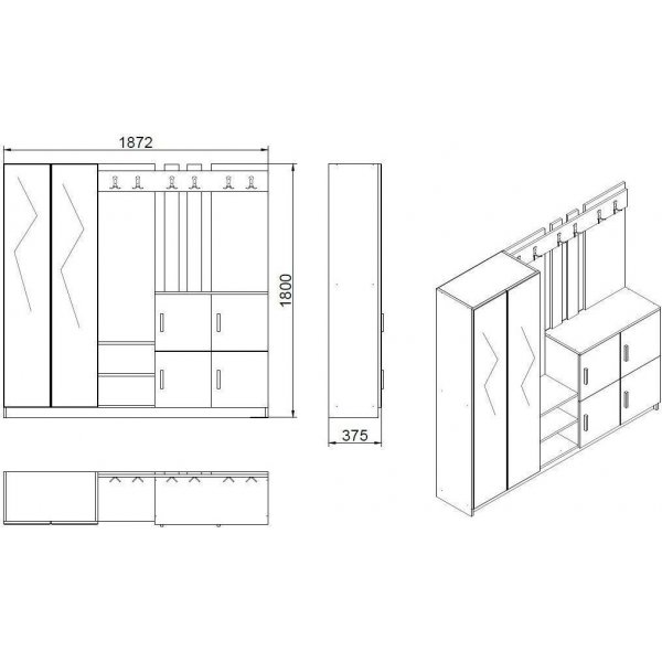 Meuble d\\\'entrée Gibson - Pin/blanc Meuble d\\\'entrée Gibson - Pin/blanc