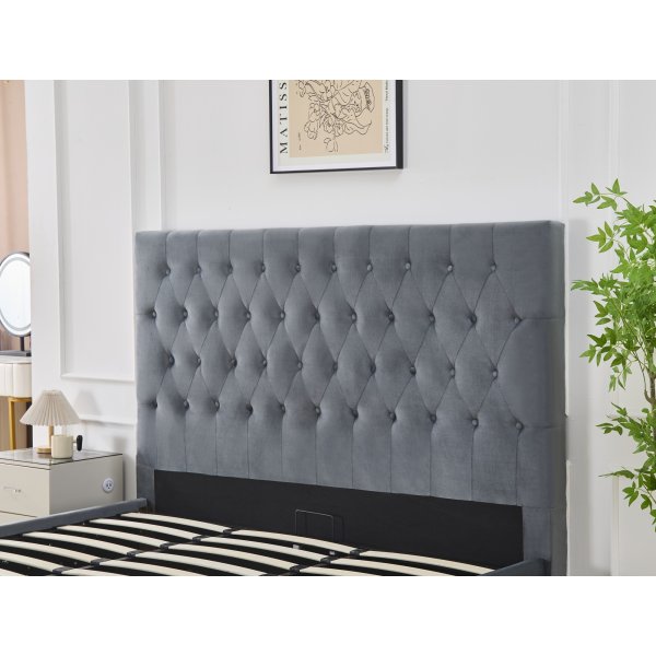 Sängram med sänggavel 180 x 200 cm - Grå Sängram med sänggavel 180 x 200 cm - Grå