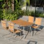 Mllan utegrupp i teak: 4 st stolar med matbord 120x80 cm