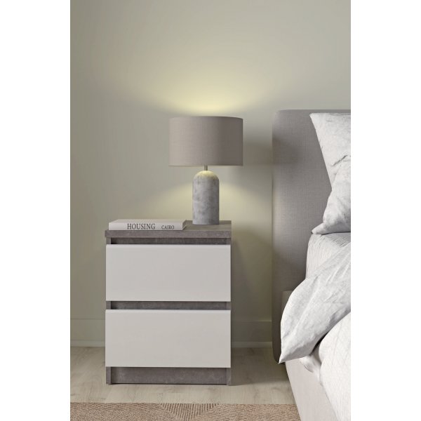 Naia sängbord 2 - Betong/vit Naia sängbord 2 - Betong/vit