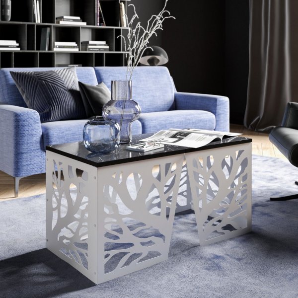 Tonga sidobord 44,5 x 44,5 cm - Vit/svart Tonga sidobord 44,5 x 44,5 cm - Vit/svart