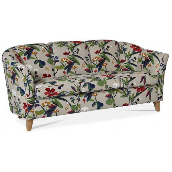 Gripsholm 3-sits soffa blommigt tyg + Textilrengöring för möbler Gripsholm 3-sits soffa blommigt tyg + Textilrengöring för möbler