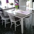Kundbild Fårö matbord - vit/grå - 140 cm: Matgrupp med Fårö matbord och...