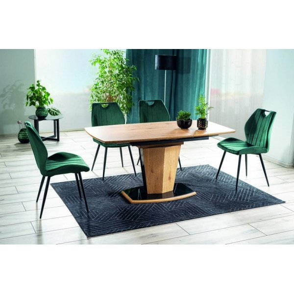 Table  manger Houston 120-160 cm - Chne/noir