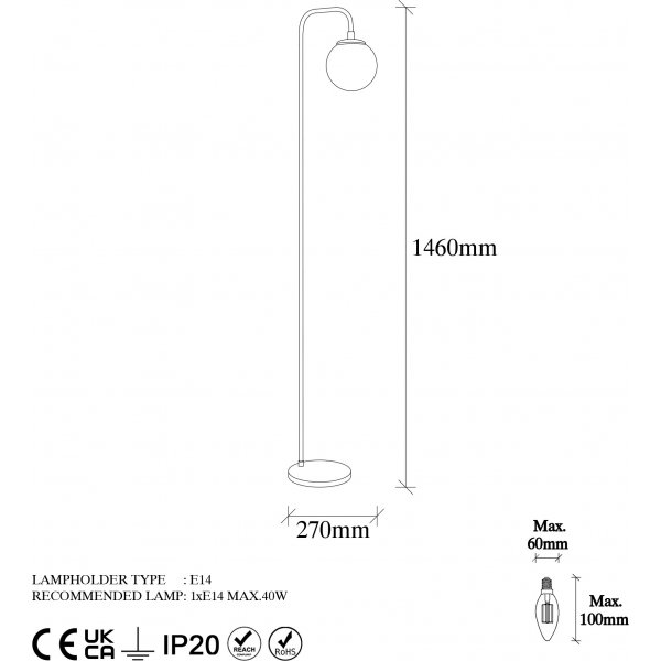 Lampadaire Viran 10955 - Vintage/blanc