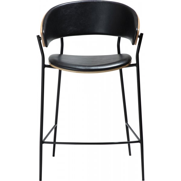 Chaise de comptoir pour lit bébé - PU noir/placage chêne Chaise de comptoir pour lit bébé - PU noir/placage chêne