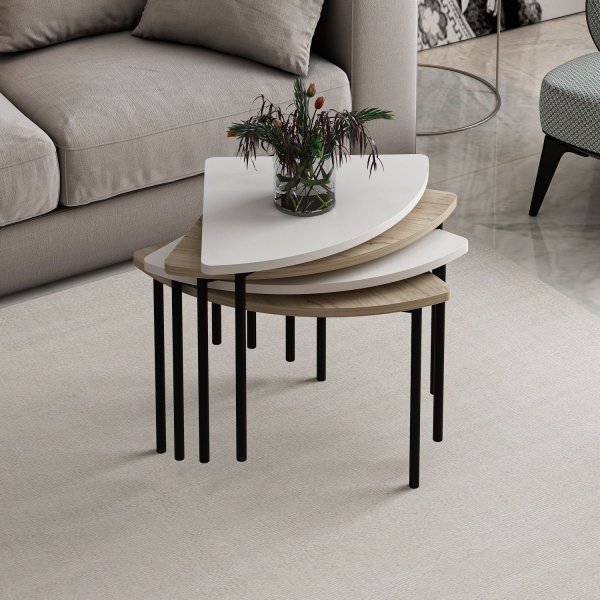 Emma soffbord Ø90 cm - Vit/valnöt Emma soffbord Ø90 cm - Vit/valnöt