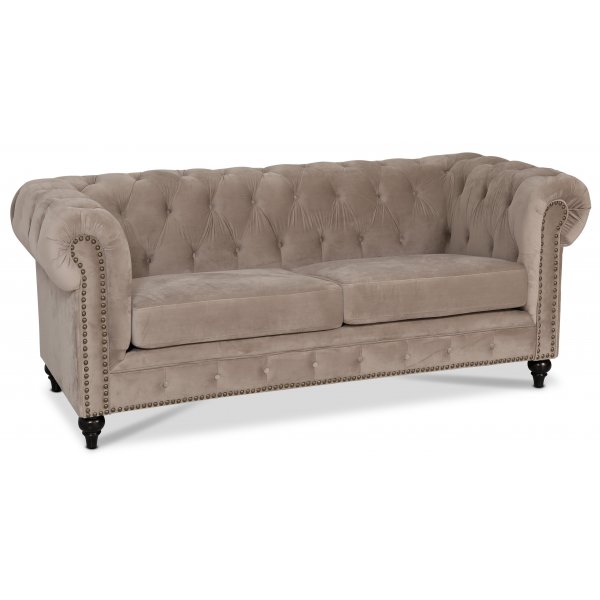 Chesterfield Montgomery 2-sits soffa - Beige sammet Chesterfield Montgomery 2-sits soffa - Beige sammet