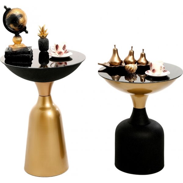 Chalice sidobord set 46/56 cm - Guld/svart Chalice sidobord set 46/56 cm - Guld/svart