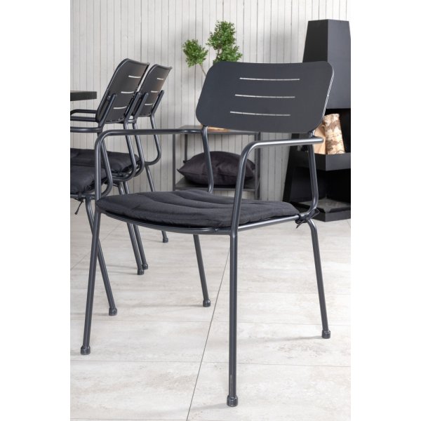 Khung utematgrupp med 6 st Nicke stolar - Svart/Natur Khung utematgrupp med 6 st Nicke stolar - Svart/Natur