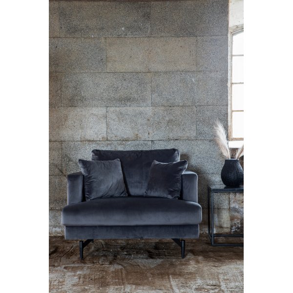 Fauteuil Coeur - Velours gris fonc
