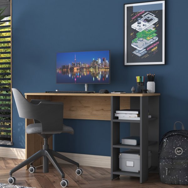 Bureau Hanna 8, 120 x 45 cm - Noyer/anthracite