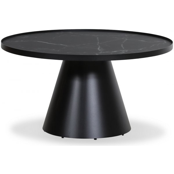 Nero soffbord runt 85 cm - Svart / Svart marmorprint