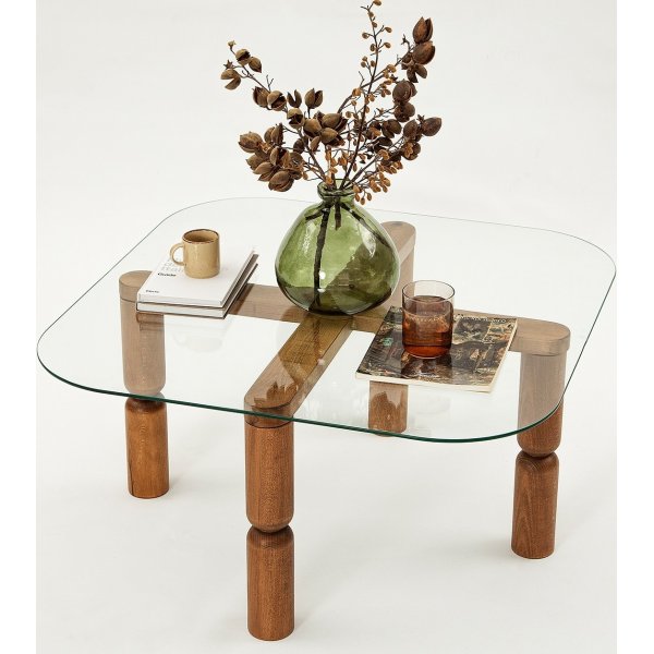 Table basse Kei 80 x 80 cm - Noyer Table basse Kei 80 x 80 cm - Noyer