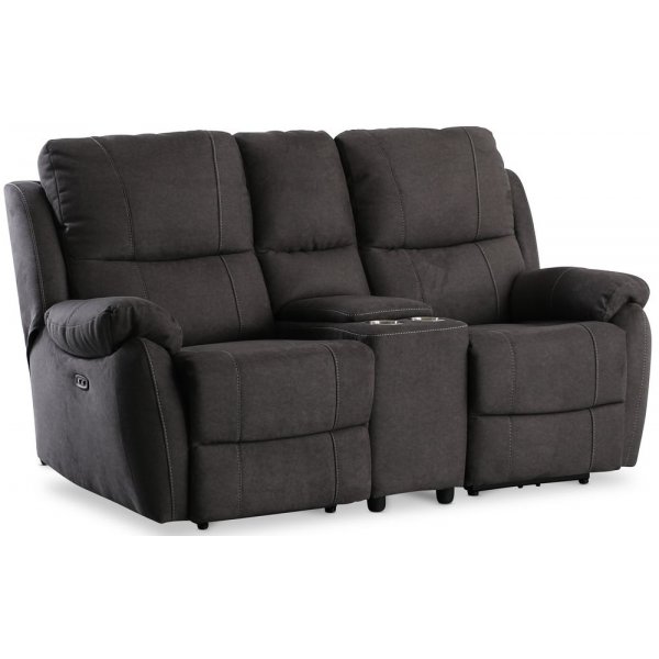 Canap Enjoy Hollywood Cinema - Fauteuil inclinable 2 places (lectrique) en tissu microfibre anthracite
