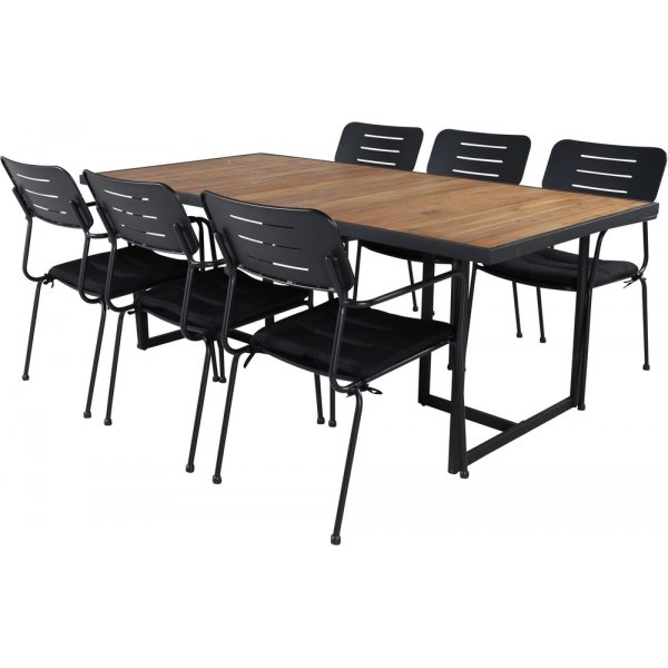 Khung utematgrupp med 6 st Nicke stolar - Svart/Natur Khung utematgrupp med 6 st Nicke stolar - Svart/Natur